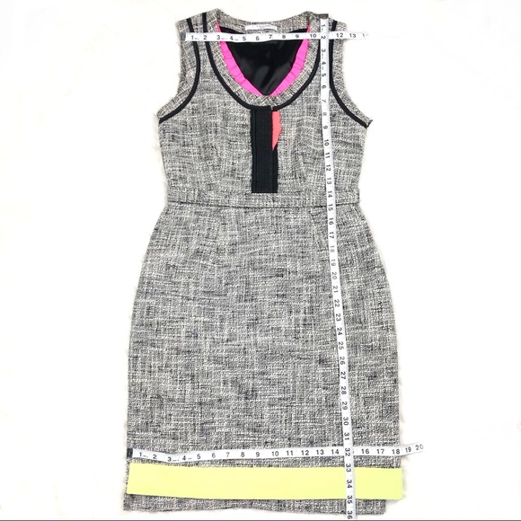T Tahari Dress. Women’s size 2P. Tweed w/ Neon Trim. - Picture 5 of 5